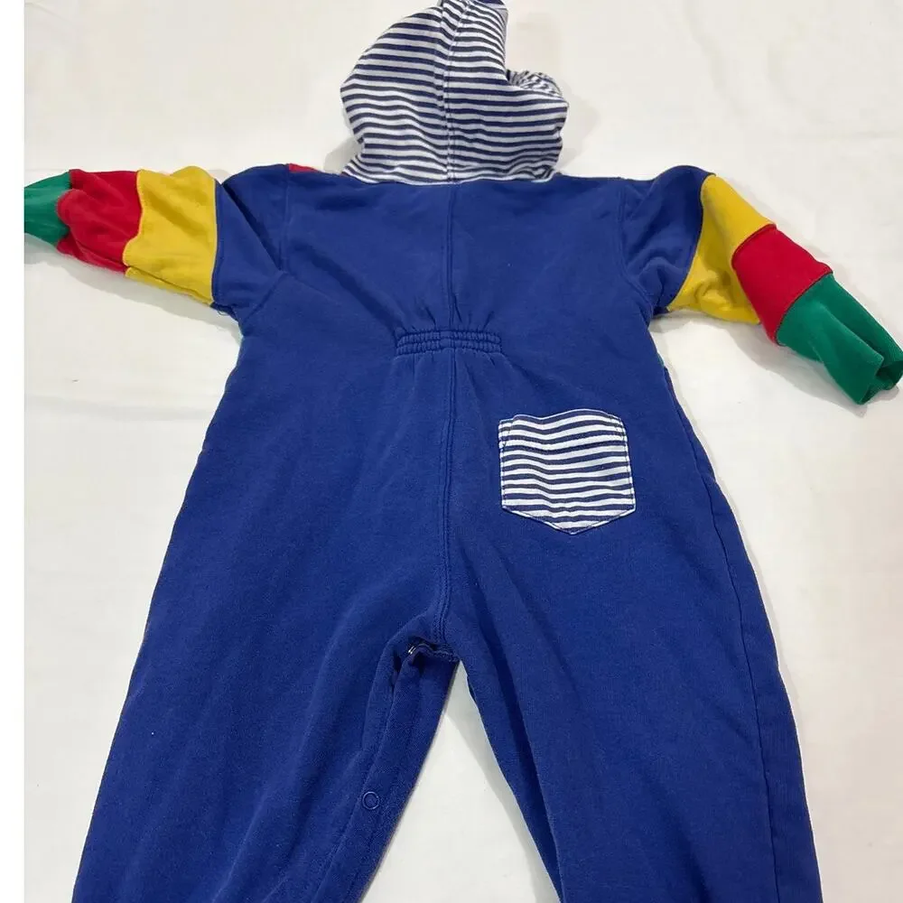 Vintage Miniwear Toddler 24M Colorblock Zip Up One Piece Outfit Retro 90s